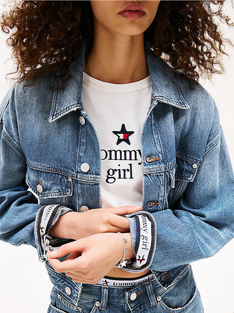 Kadın Tommy Girl Oversized Denim Ceket Lacivert DW0DW214331A4