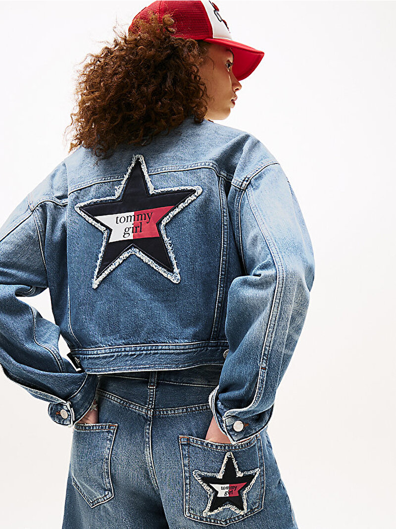 Kadın Tommy Girl Oversized Denim Ceket Lacivert DW0DW214331A4