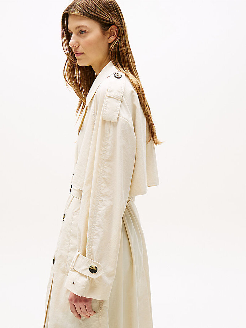 Kadın Nylon Oversized Trençkot Ekru WW0WW45632ACG