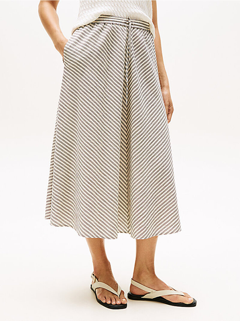 Kadın Crinkle Viscose Midi Etek Bej  WW0WW445490AS