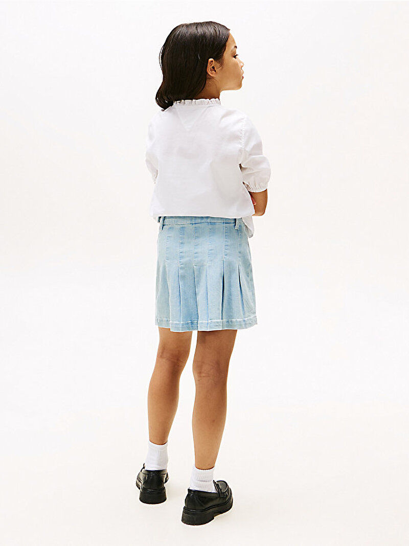 Kız Çocuk Denim Pleated Etek Mavi  KG0KG087431AA