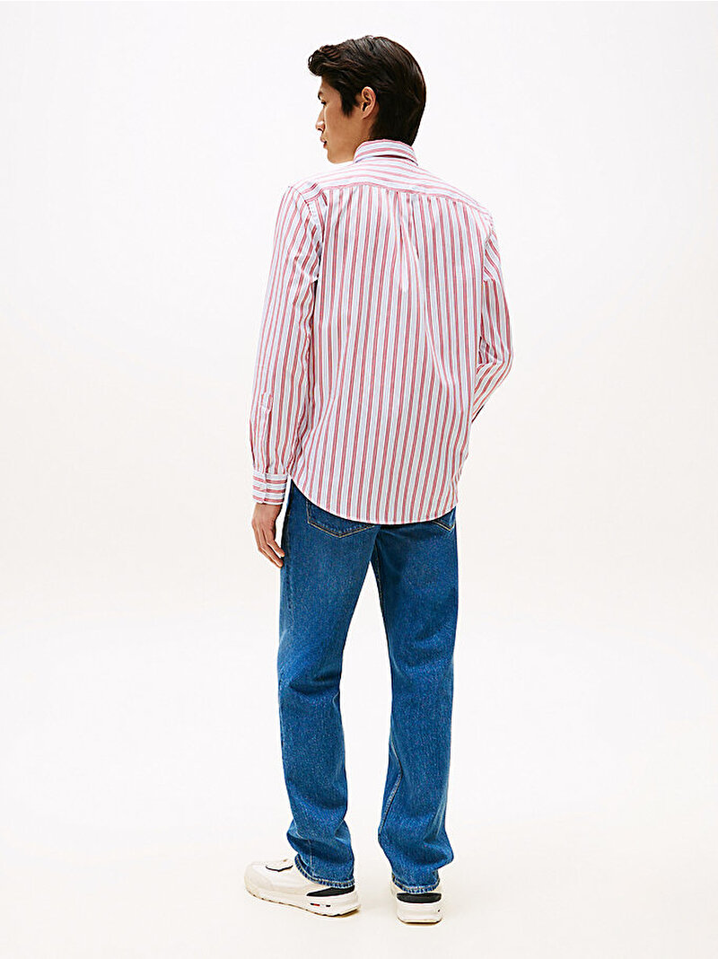 Erkek Dobby Pin Stripe Gömlek Kırmızı MW0MW402780EV