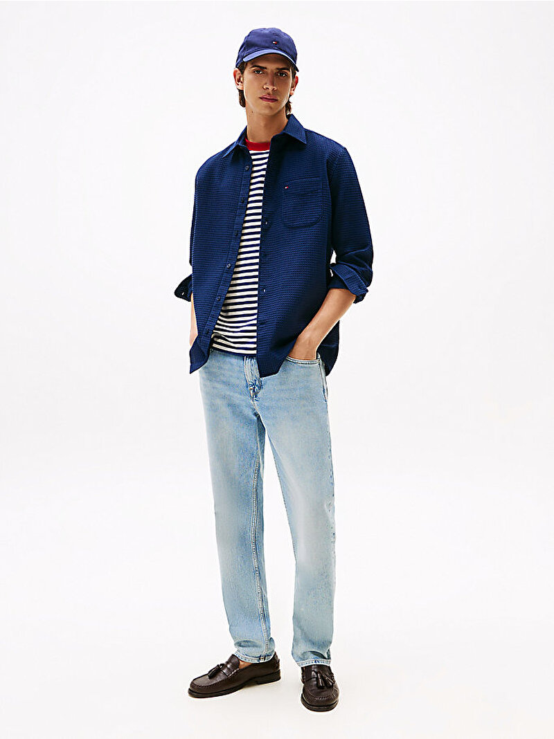 Erkek Waffle Overshirt Gömlek Lacivert MW0MW40535C7G
