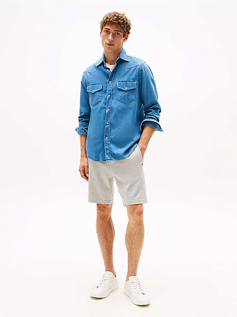 Erkek Lightweight Denim Gömlek Mavi  MW0MW394291A4