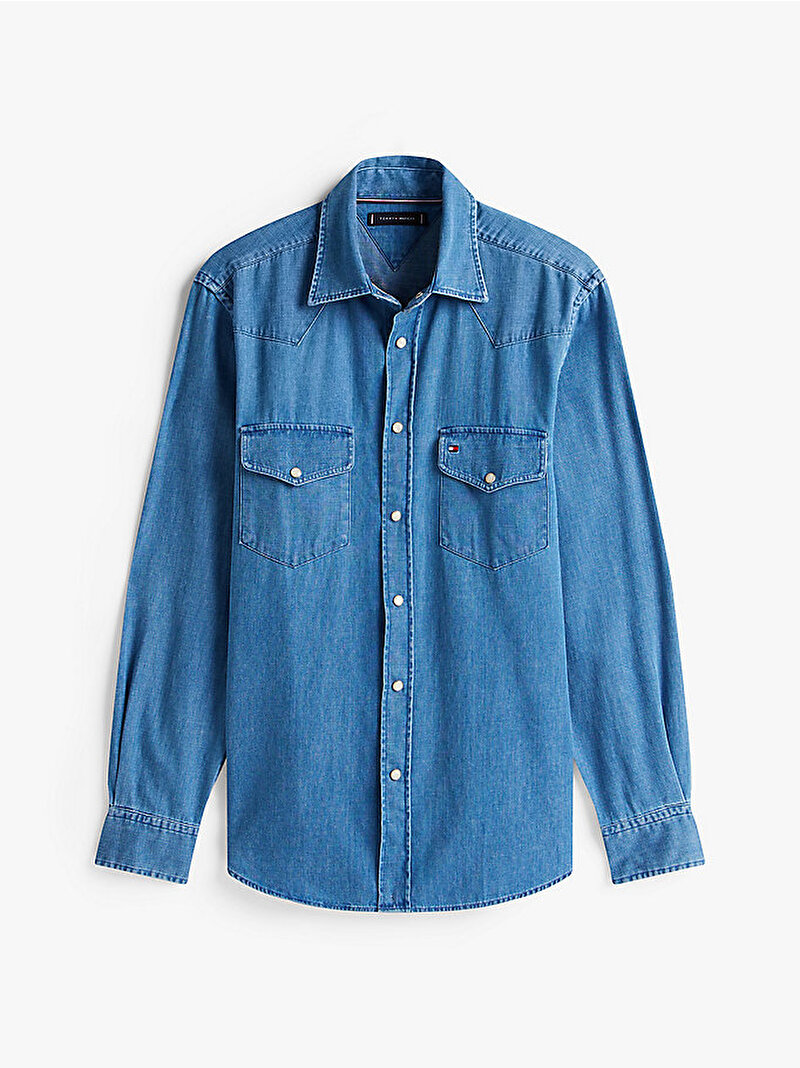 Erkek Lightweight Denim Gömlek Mavi  MW0MW394291A4