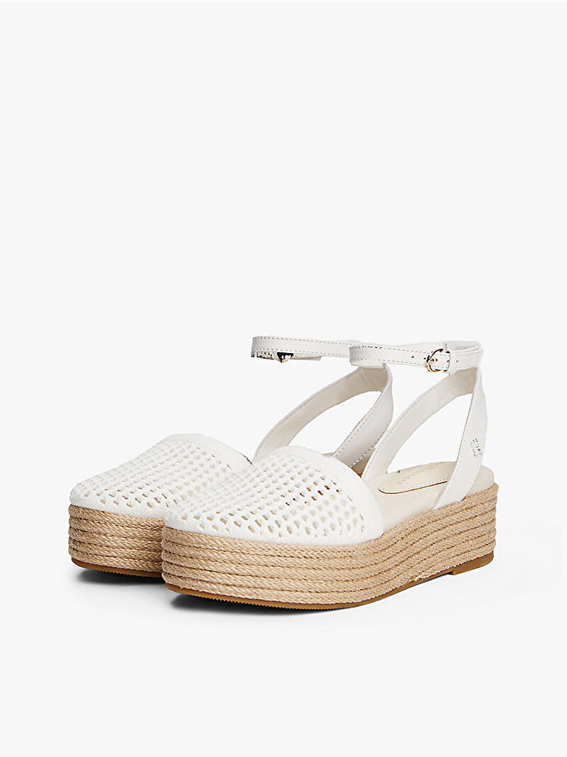 Kadın Knit Mesh Espadril Sandalet Ekru FW0FW08743YBL