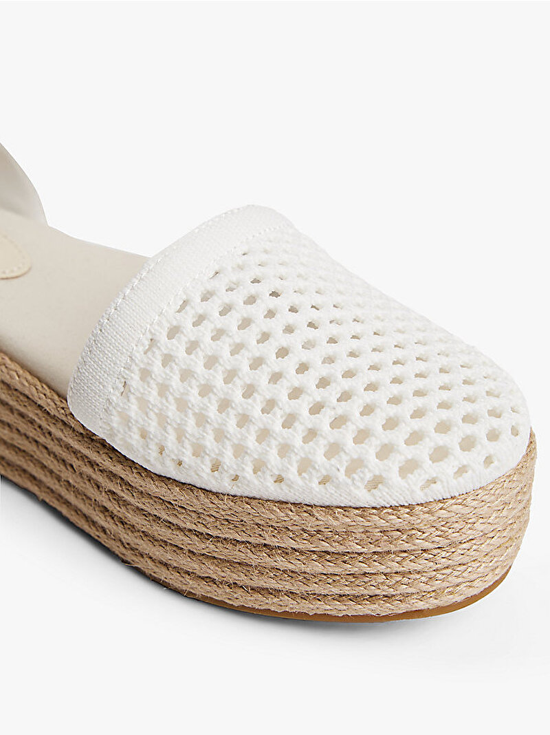 Kadın Knit Mesh Espadril Sandalet Ekru FW0FW08743YBL