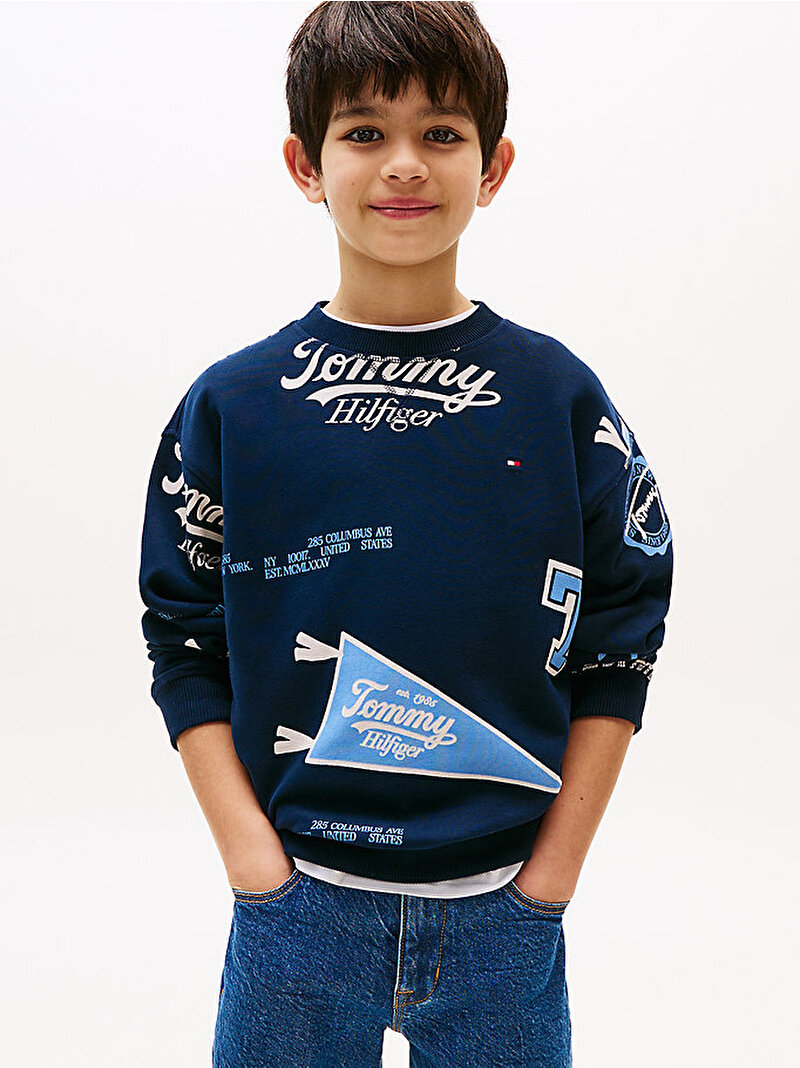 Erkek Çocuk All Over Printed Sweatshirt Lacivert KB0KB09804C1G