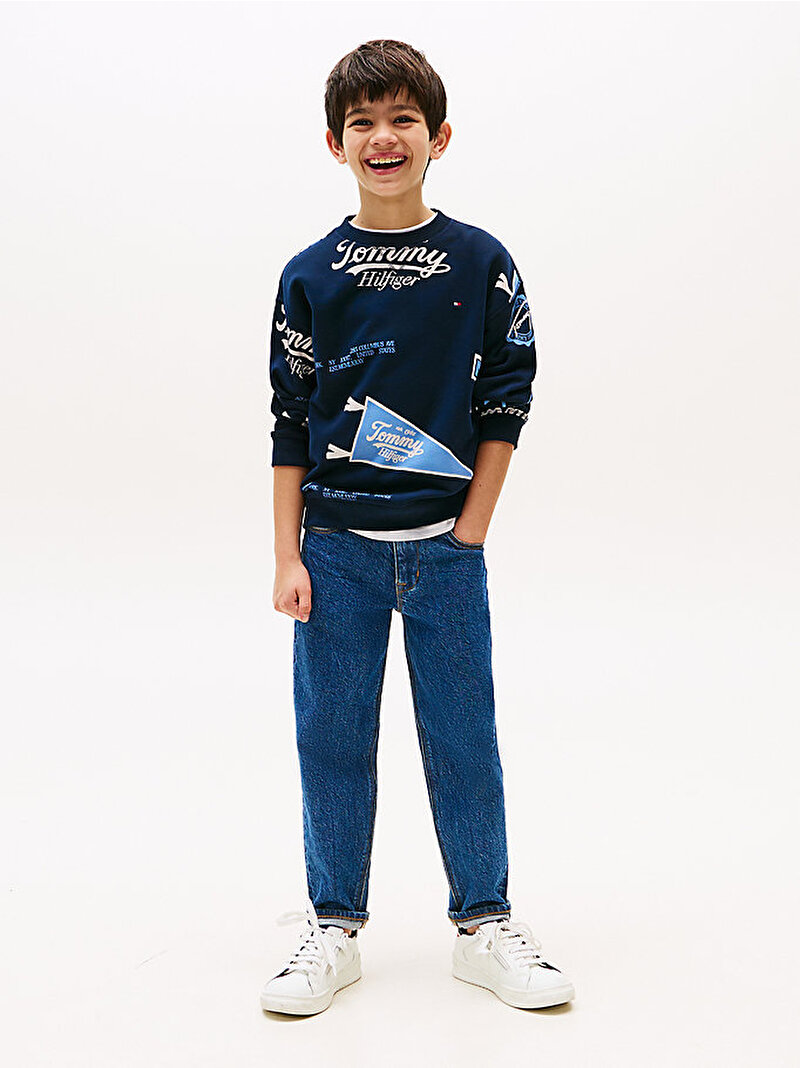 Erkek Çocuk All Over Printed Sweatshirt Lacivert KB0KB09804C1G