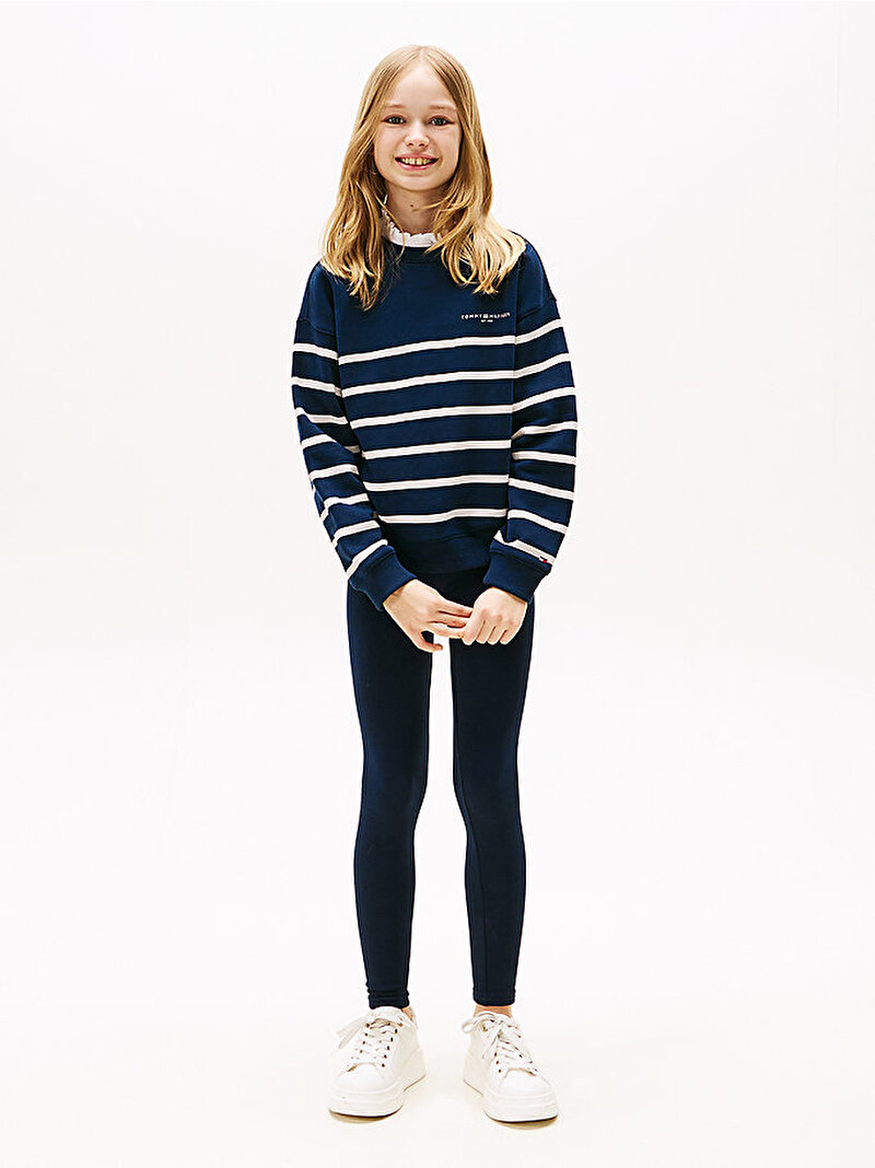 Çocuk Unisex Mini Corp Stripe Sweatshirt Lacivert KS0KS00633C1G
