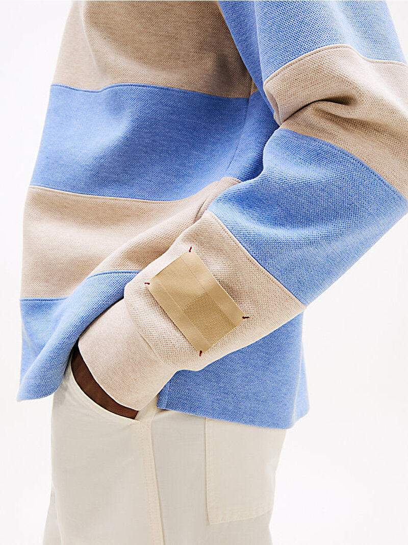 Erkek T1 Interlock Panel Sweatshirt Mavi  MW0MW39609ADT