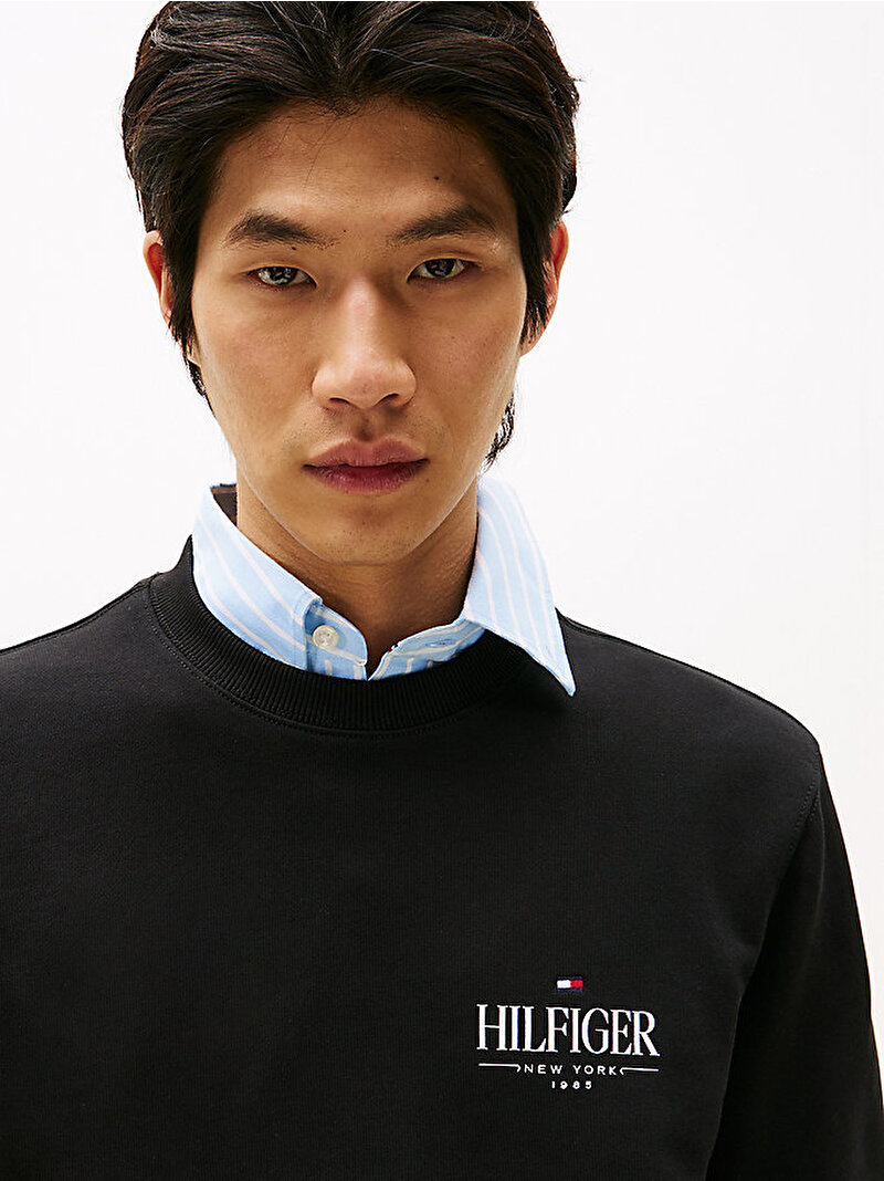 Erkek Hilfiger Stacked Sweatshirt Siyah MW0MW39376BDS