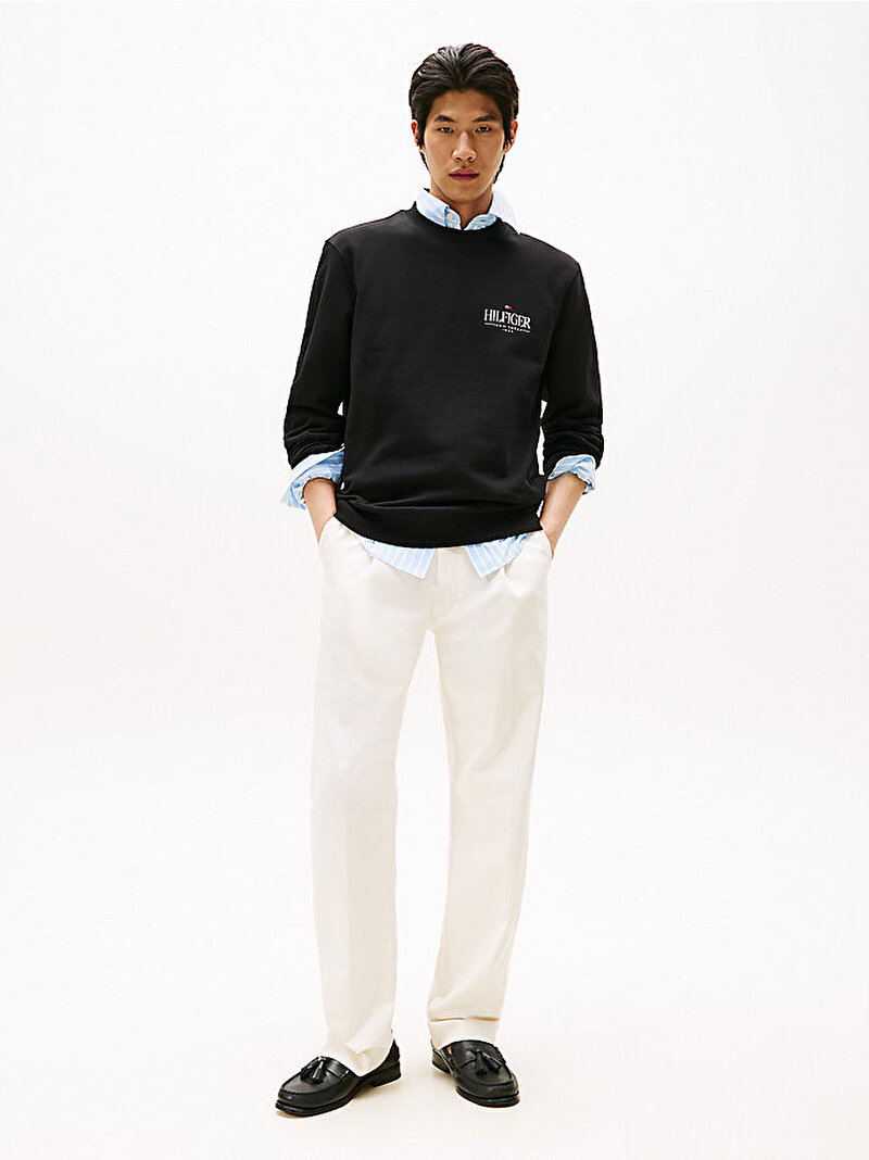 Erkek Hilfiger Stacked Sweatshirt Siyah MW0MW39376BDS