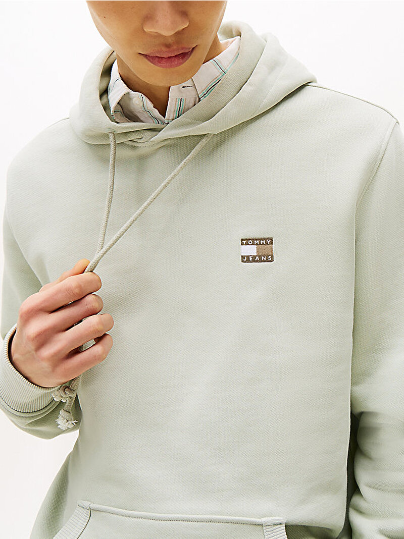 Erkek TJM Regular Badge Hoodie Yeşil DM0DM20258M1C