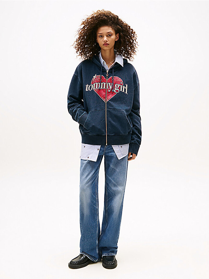 Kadın Tommy Girl Fermuarlı Sweatshirt Lacivert DN0DN00078DW5