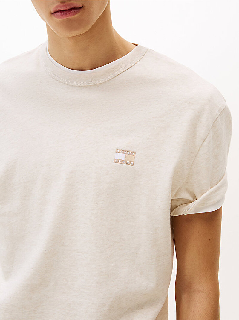 Erkek TJM Regular Badge T-shirt Bej  DM0DM20322ADK