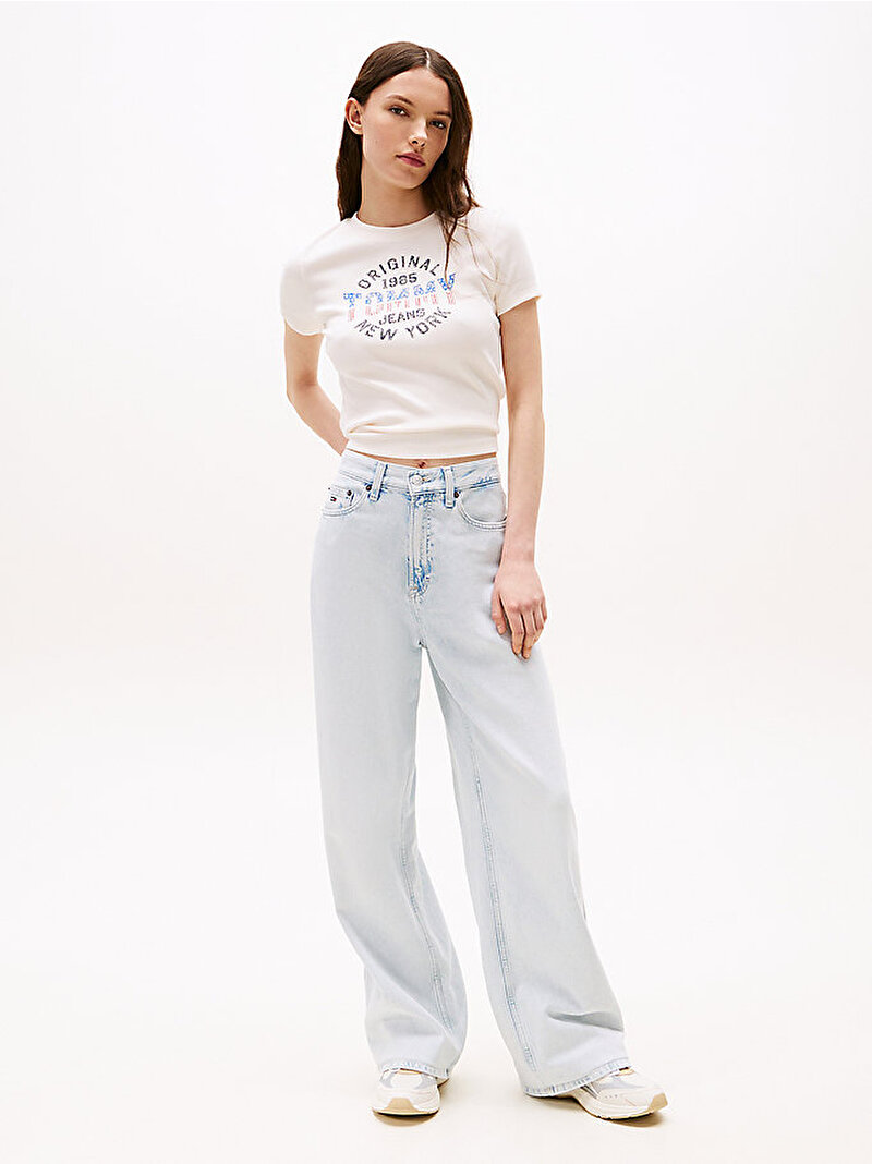 Kadın TJW Slim Tommy T-shirt Beyaz  DW0DW21421YBH