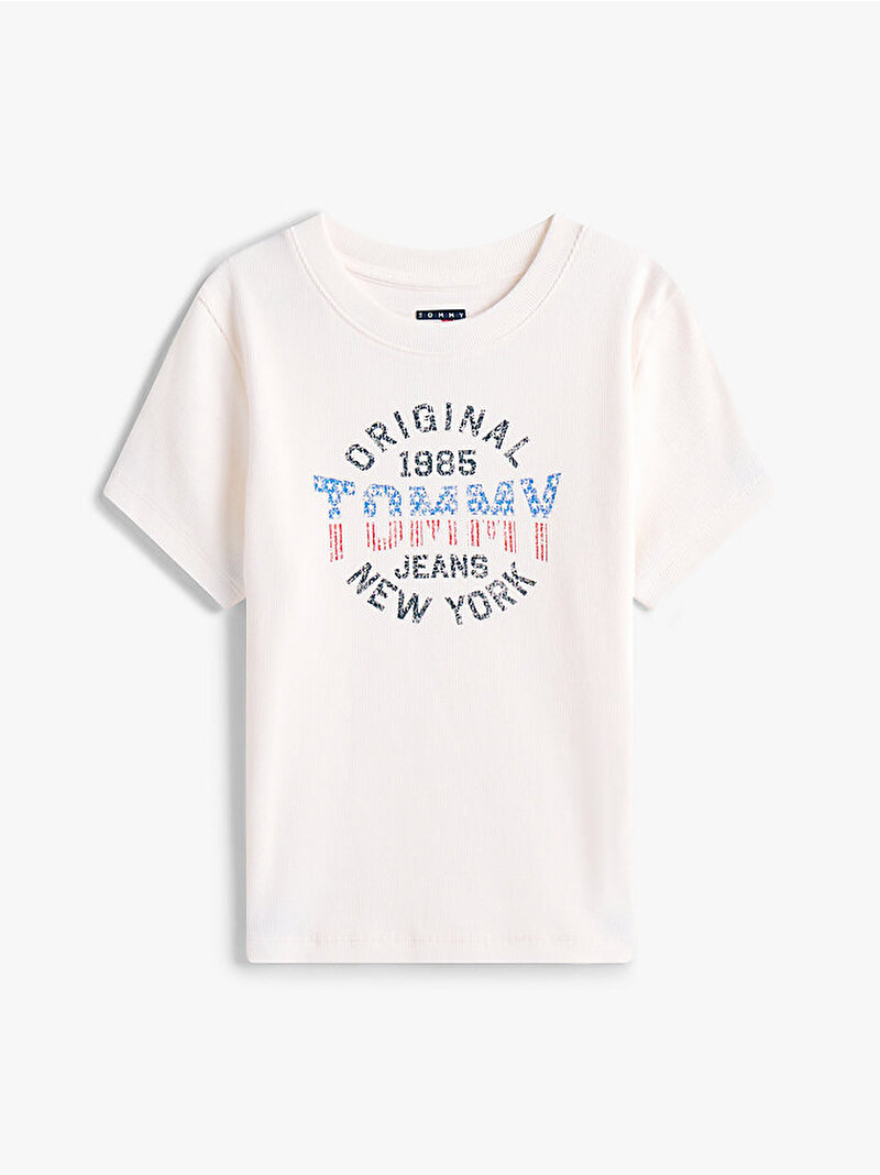 Kadın TJW Slim Tommy T-shirt Beyaz  DW0DW21421YBH