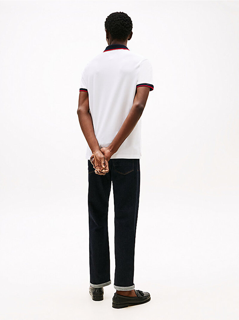 Erkek Contrast Collar Polo T-shirt Beyaz  MW0MW39541YBR