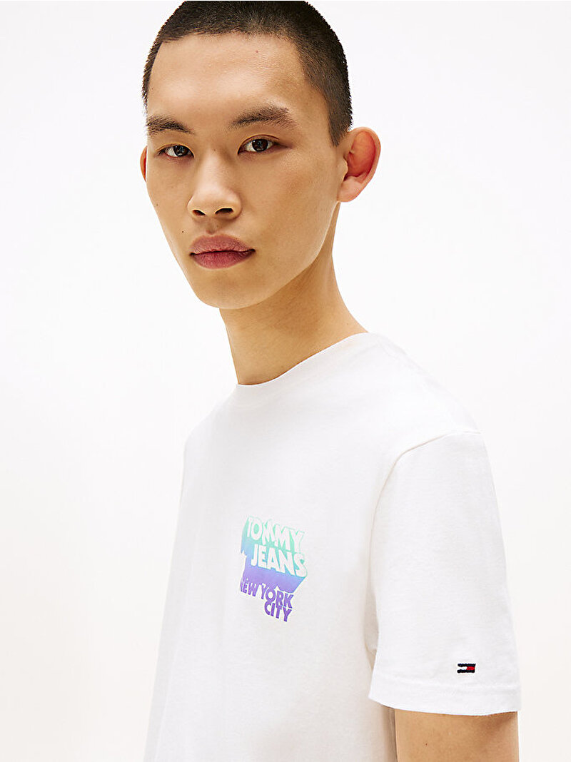 Erkek TJM Regular Stack Backprint T-shirt Ekru DM0DM21589YBL