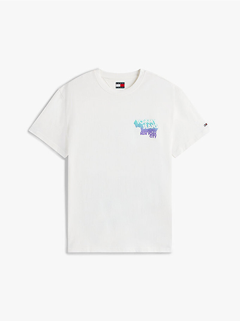 Erkek TJM Regular Stack Backprint T-shirt Ekru DM0DM21589YBL