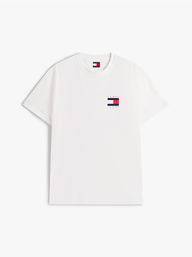 Erkek TJM Regular Flag Graphic T-shirt Ekru DM0DM21910YBL