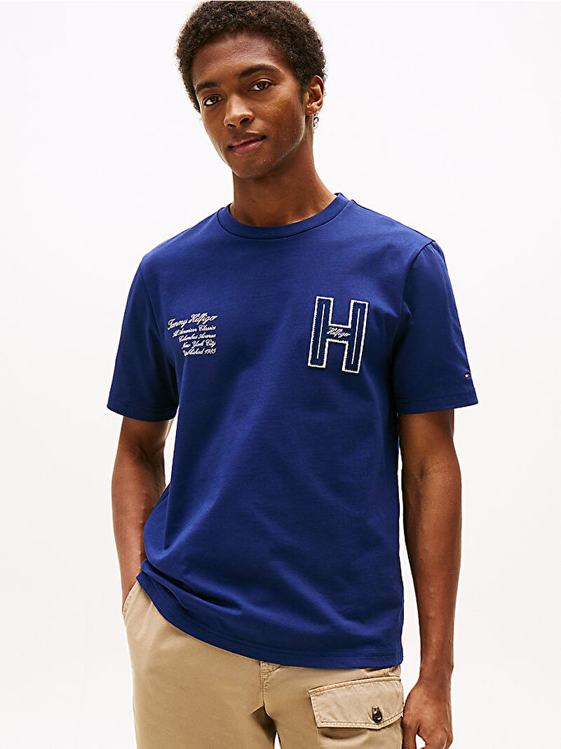 Erkek Varsity Hilfiger T-shirt Lacivert MW0MW39364C7G