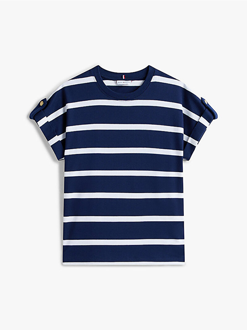 Kadın Gold Button Modern T-shirt Lacivert WW0WW456280BB