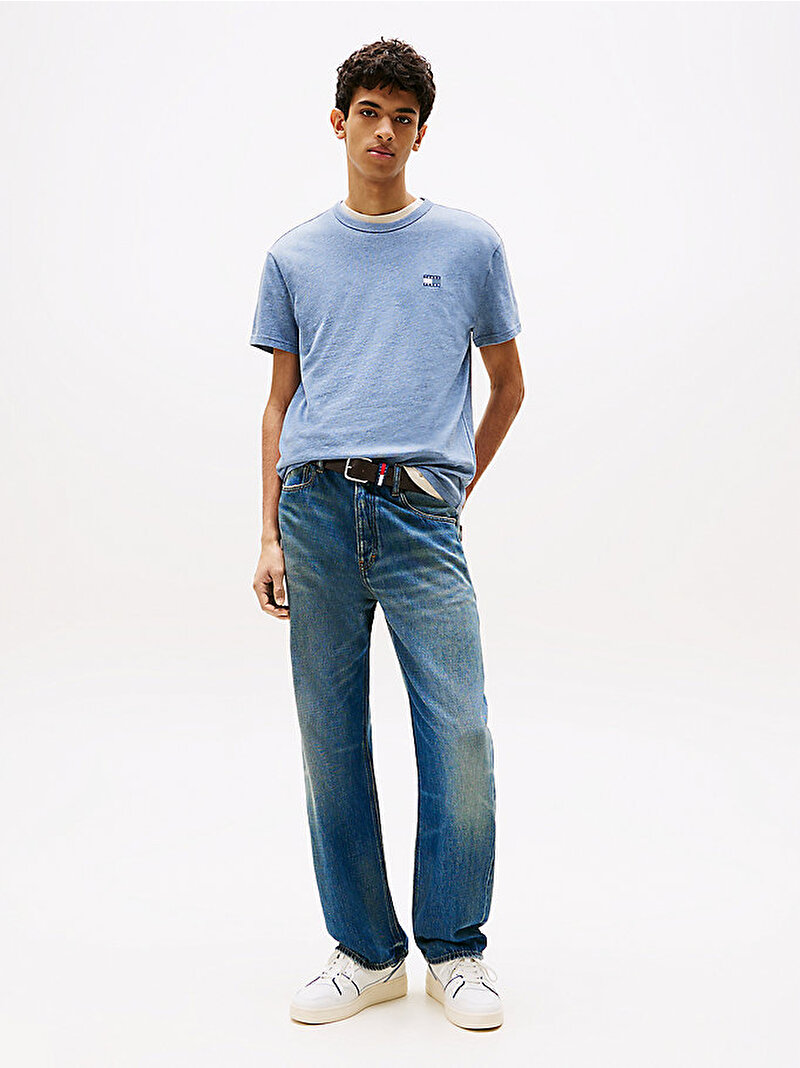Erkek TJM Regular Badge T-shirt Mavi  DM0DM20322DOM