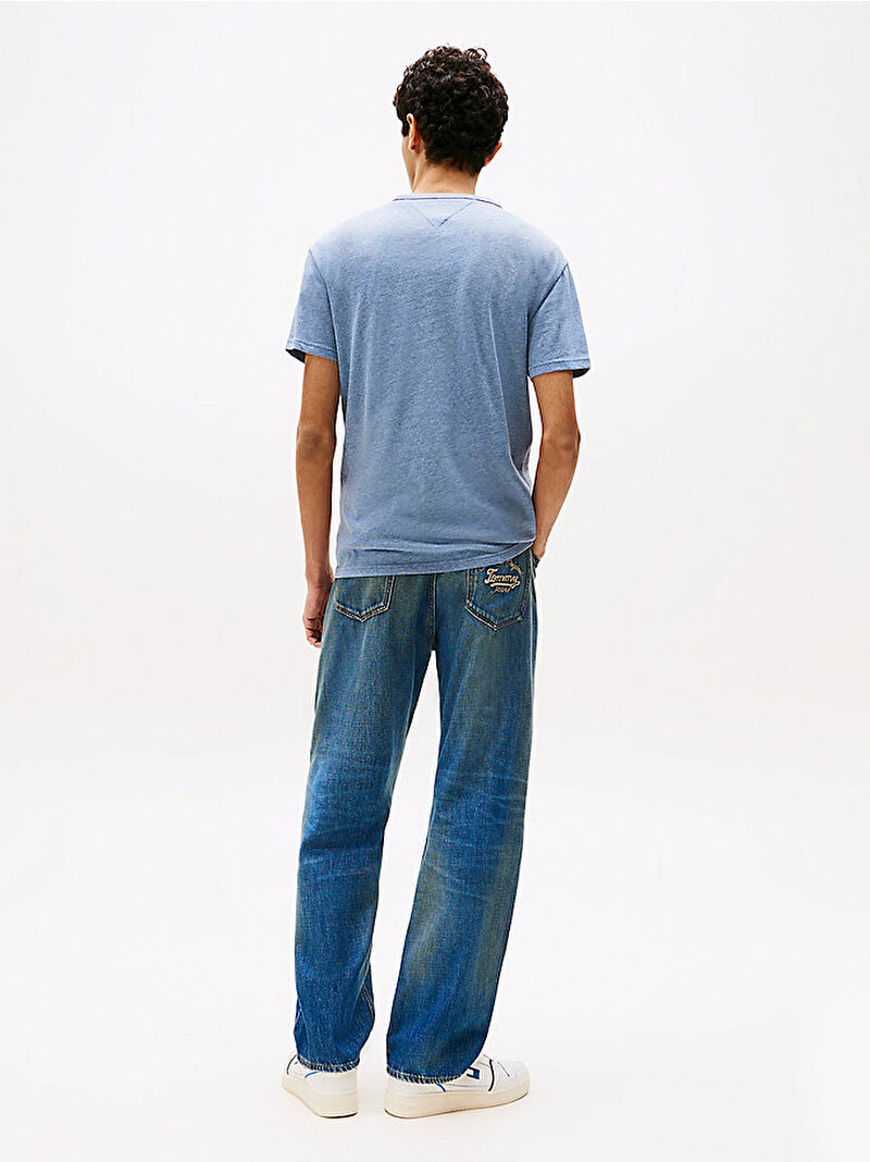 Erkek TJM Regular Badge T-shirt Mavi  DM0DM20322DOM