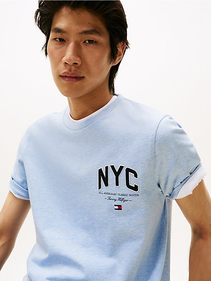 Erkek Hilfiger NYC T-shirt Mavi  MW0MW40427DS9