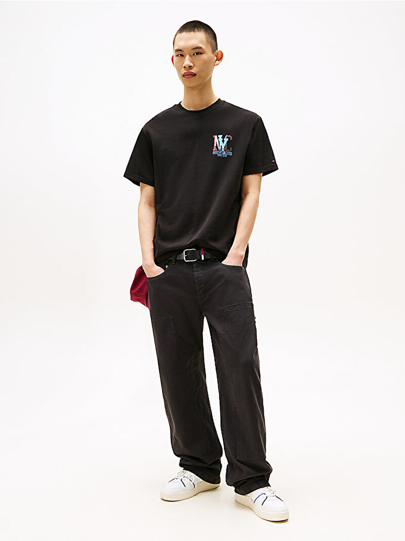 Erkek TJM Relax Novelty Graphic T-shirt Siyah DM0DM21831BDS