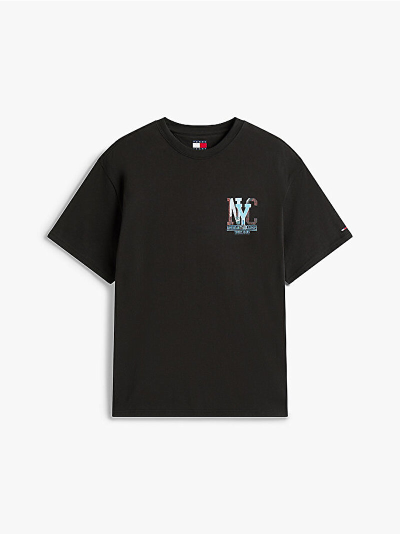 Erkek TJM Relax Novelty Graphic T-shirt Siyah DM0DM21831BDS