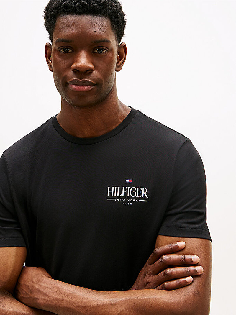 Erkek Hilfiger Stack T-shirt Siyah MW0MW39355BDS