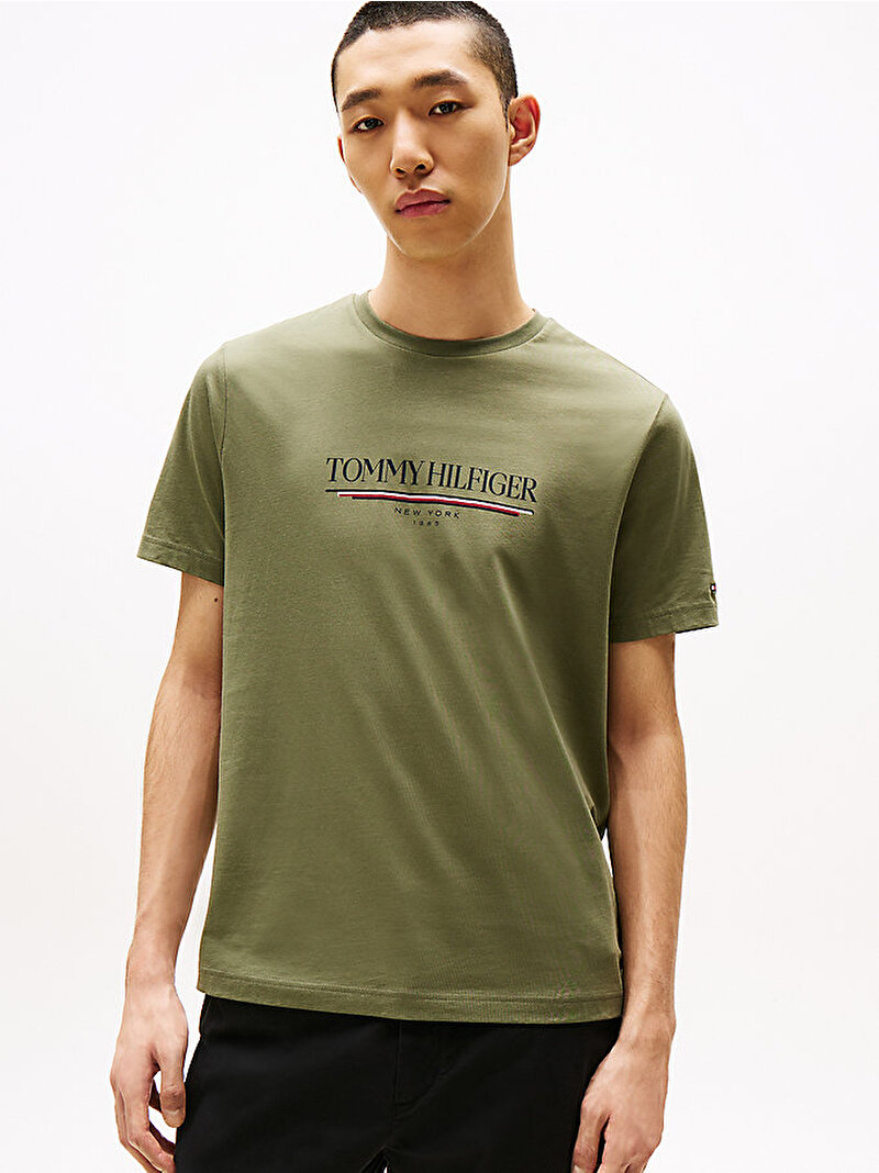 Erkek Brand Love Hilfiger T-shirt Yeşil MW0MW40324PLI