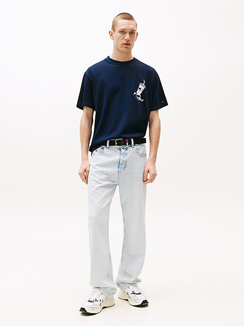 Erkek TJM Relax Skater Backprint T-shirt Lacivert DM0DM21830C1G