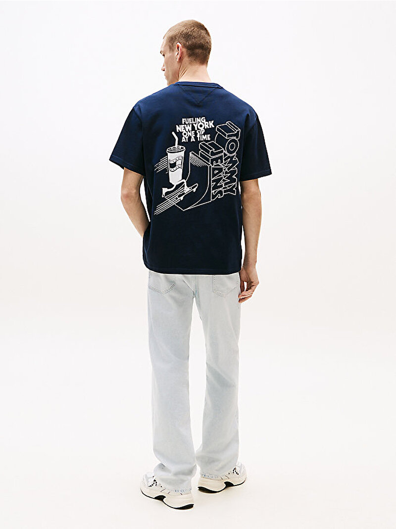 Erkek TJM Relax Skater Backprint T-shirt Lacivert DM0DM21830C1G