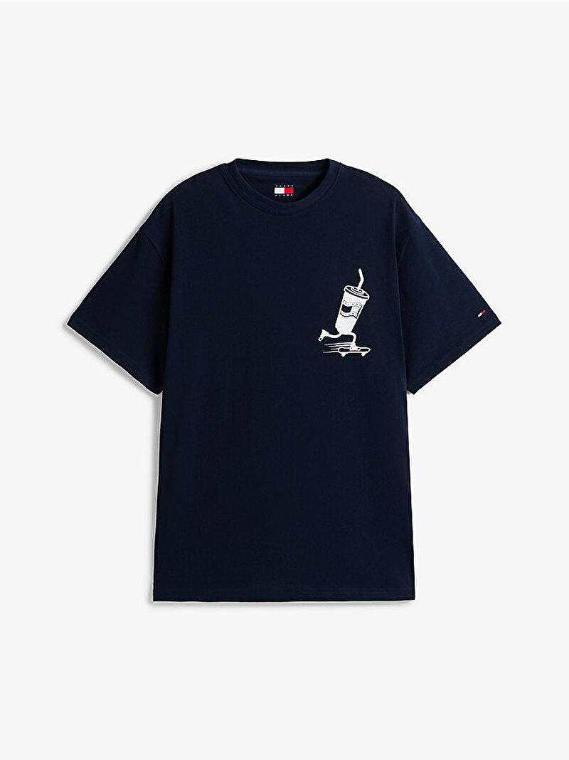 Erkek TJM Relax Skater Backprint T-shirt Lacivert DM0DM21830C1G