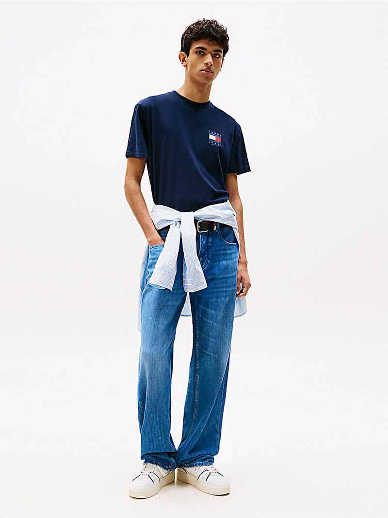 Erkek TJM Regular Flag Graphic T-shirt Lacivert DM0DM21910C1G