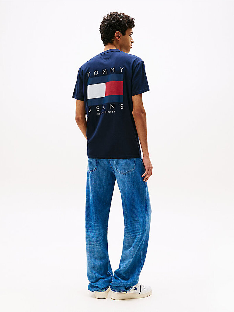Erkek TJM Regular Flag Graphic T-shirt Lacivert DM0DM21910C1G