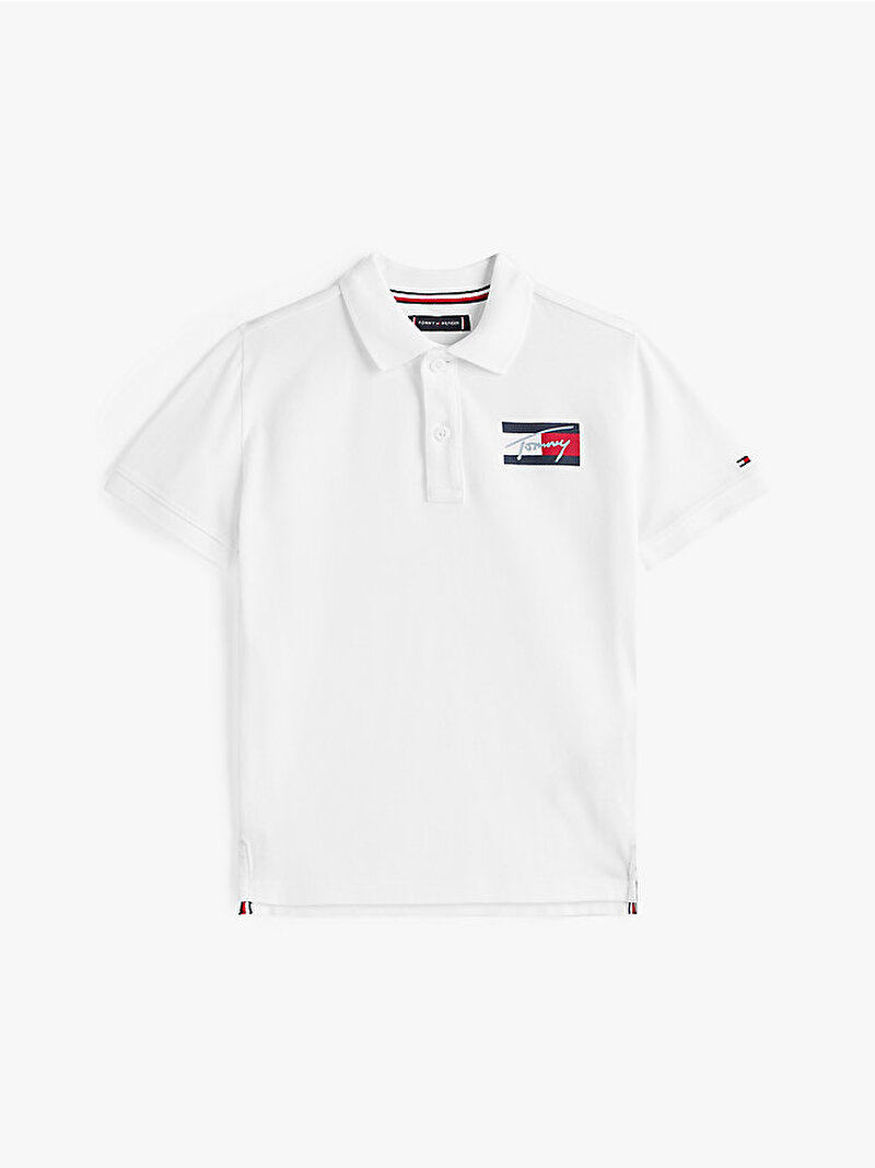 Erkek Çocuk TOMMY Flag Polo T-shirt Beyaz  KB0KB09711YBR