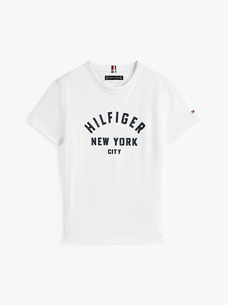 Erkek Çocuk Curved Hilfiger Graphic T-shirt Beyaz  KB0KB09800YBR