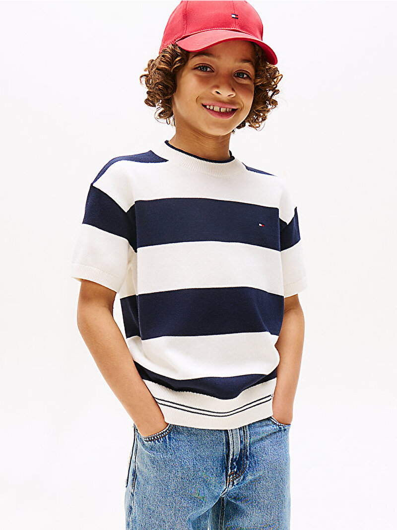 Erkek Çocuk Rugby Stripe T-shirt Lacivert KB0KB09809C1G