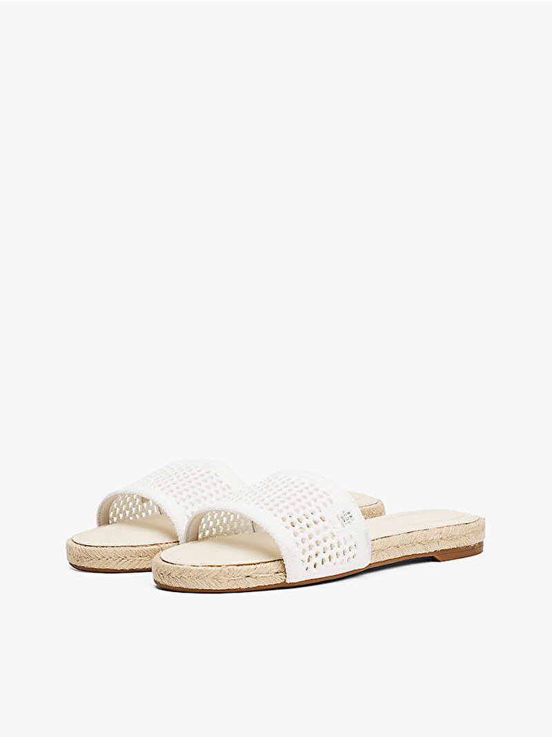 Kadın Knit Mesh Espadril Terlik Ekru FW0FW08744YBL