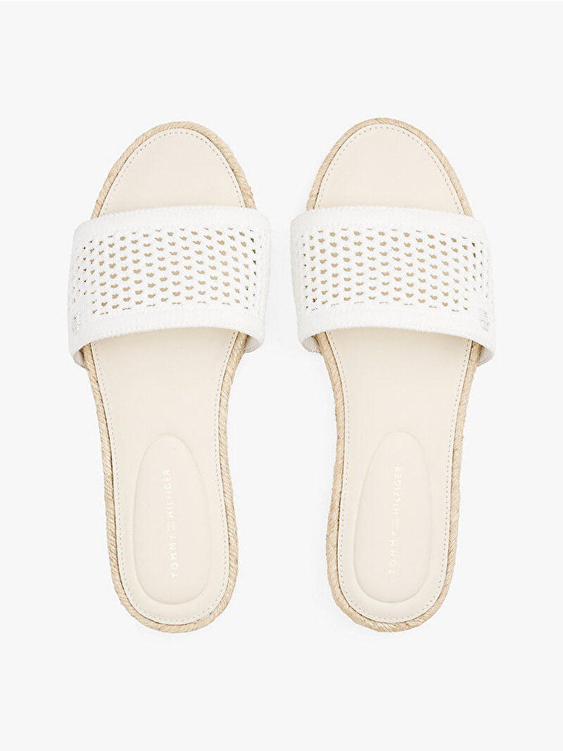 Kadın Knit Mesh Espadril Terlik Ekru FW0FW08744YBL