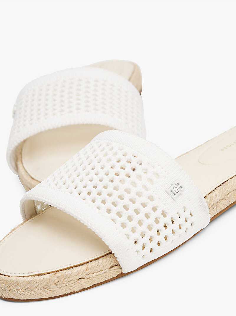 Kadın Knit Mesh Espadril Terlik Ekru FW0FW08744YBL