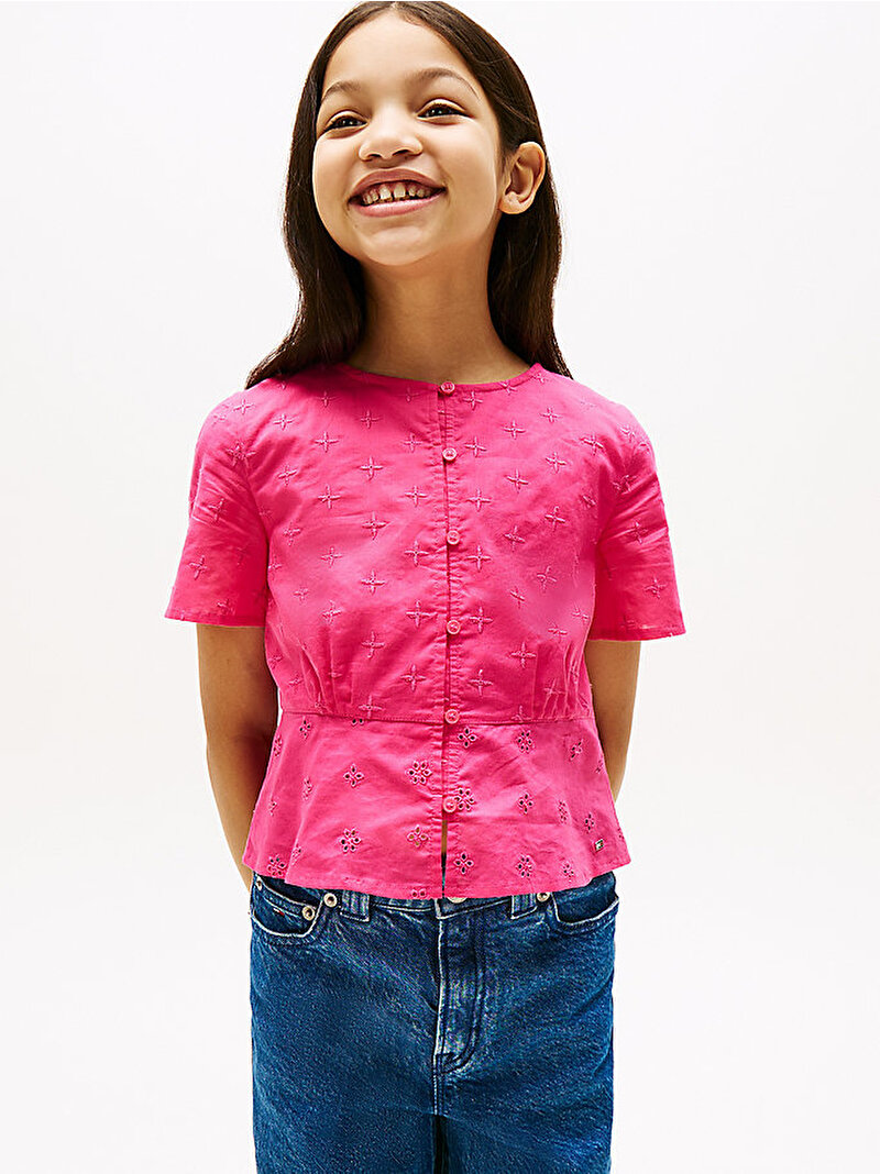 Kız Çocuk Broderie Anglaise Bluz Pembe  KG0KG08751T1I