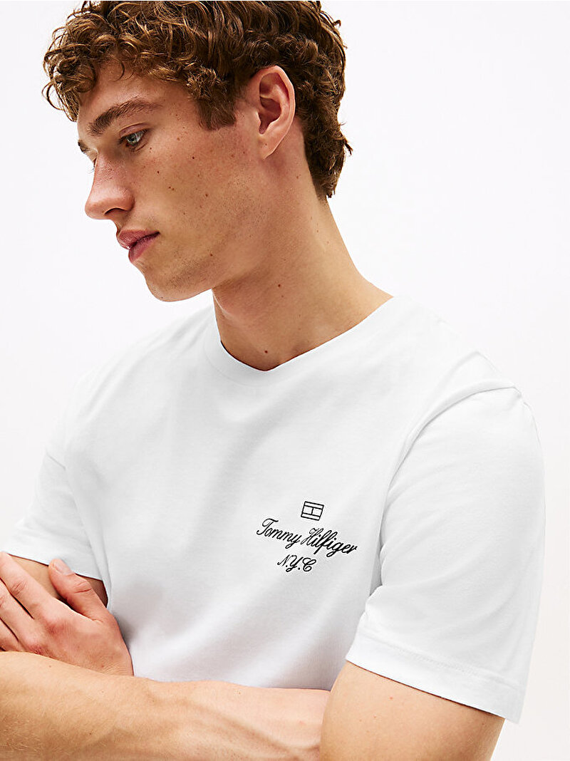 Erkek Outline Flag T-shirt Beyaz  MW0MW39360YBR