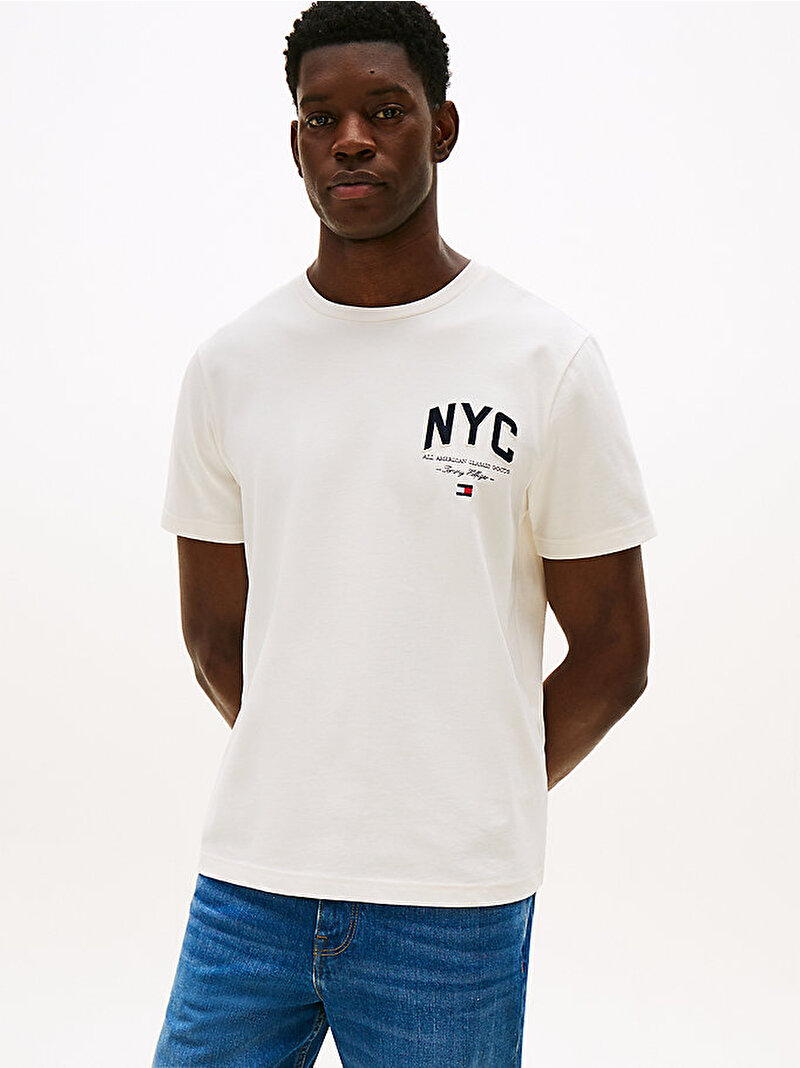 Erkek Hilfiger Nyc T-shirt Beyaz  MW0MW40427Z00