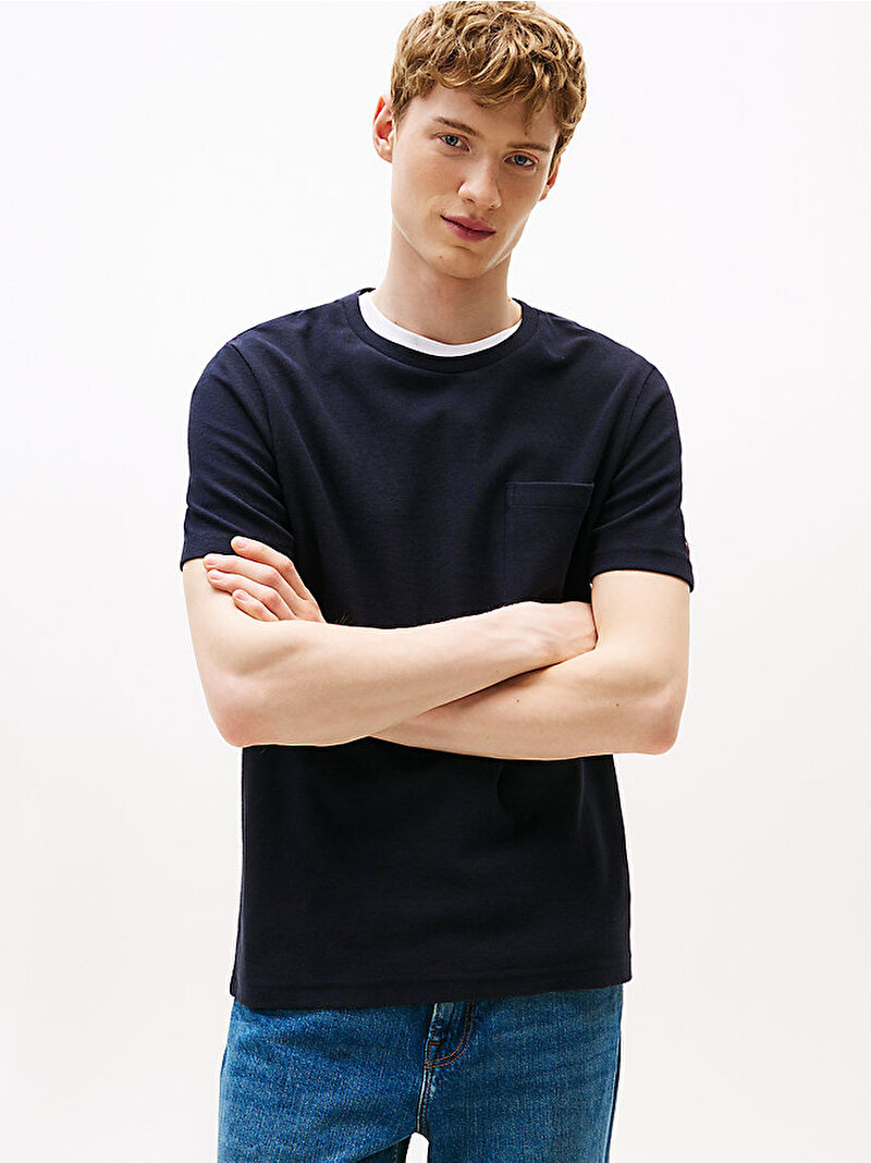 Erkek Cotton Modal Waffle T-shirt Lacivert MW0MW39367DW5